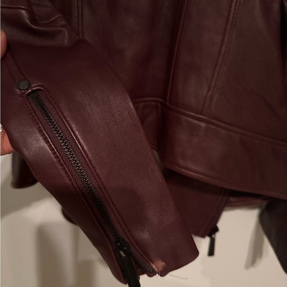 Michael Kors Deep Burgundy Leather Jacket - Picture 4 of 7